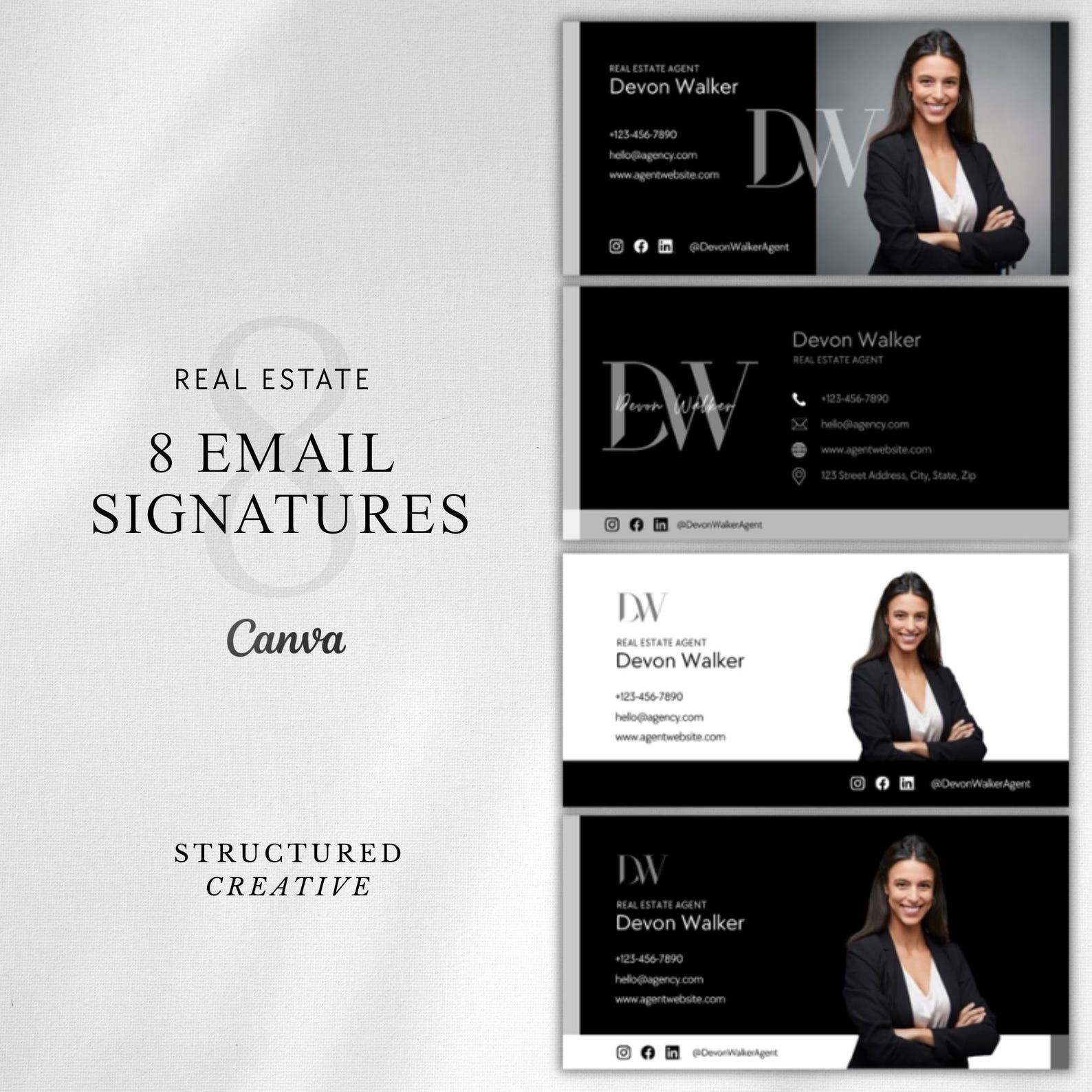 Real Estate Email Signature Template Bundle Modern Realtor Design