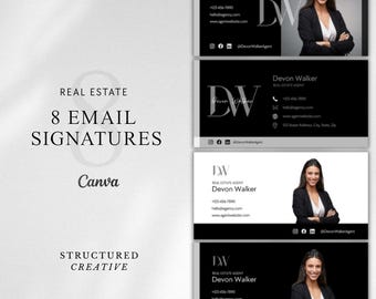 Real Estate Email Signature Template Bundle: Modern Realtor Design (Canva)