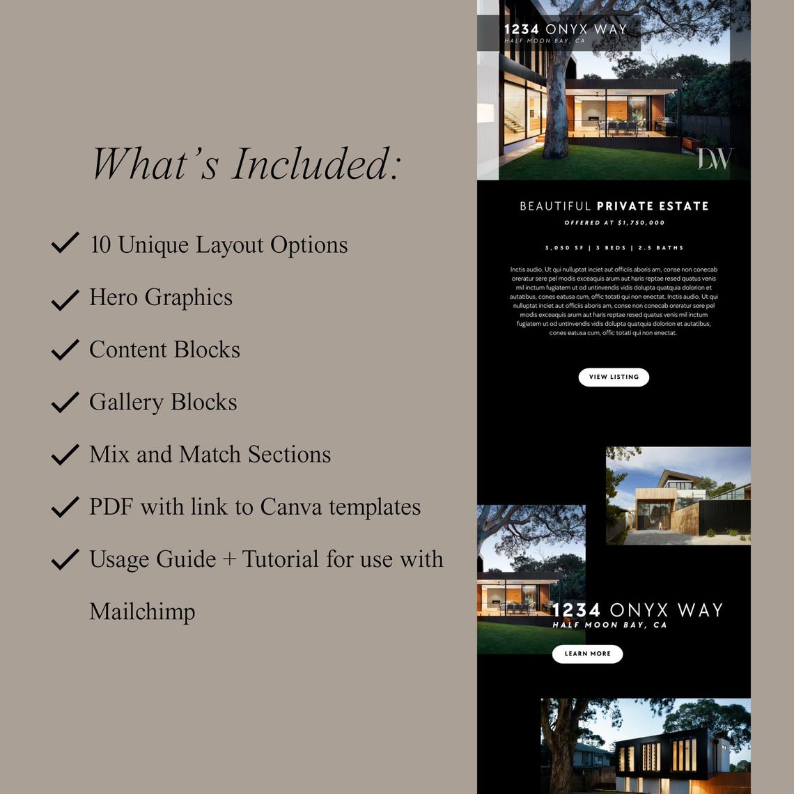 Realtor Email Template Real Estate Email Templates: New Listing Graphics for Canva - Etsy