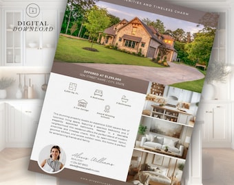 2-Page Real Estate Listing Flyer | Real Estate Marketing Template | Editable Canva Template