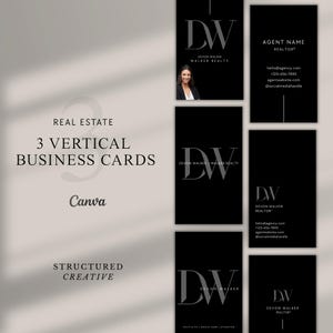 Grundbesitz Visitenkarten Vorlagen - 3er-Pack Vertikale Canva Designs (Foto + Ohne Foto-Optionen)