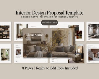 Interior Design Proposal Template, Canva Client Presentation (Digital Download)