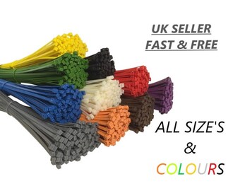 100 pack Cable Ties High Quality Nylon Zip Wraps, Multi-Pack, Multi-Colour 100 x2.5 - 140 x 3.6 - 200 x 3.6 - 200 x 4.8 - 300 x 4.8