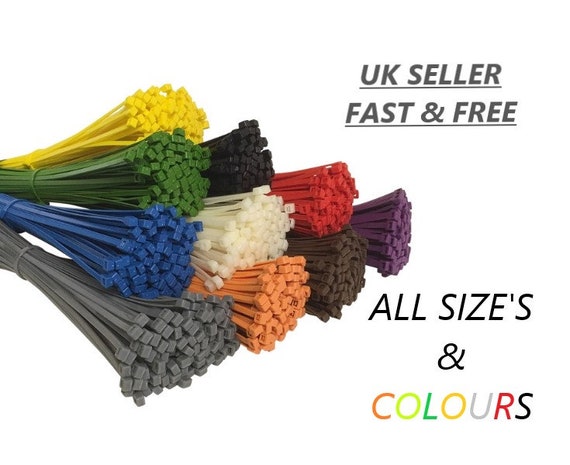 100 Pack Cable Ties High Quality Nylon Zip Wraps, Multi-pack, Multi-colour  100 X2.5 140 X 3.6 200 X 3.6 200 X 4.8 300 X 4.8 