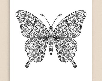 Animal Mandala "Butterfly" to print – Coloring page for adults & children – Instant digital download (PDF)