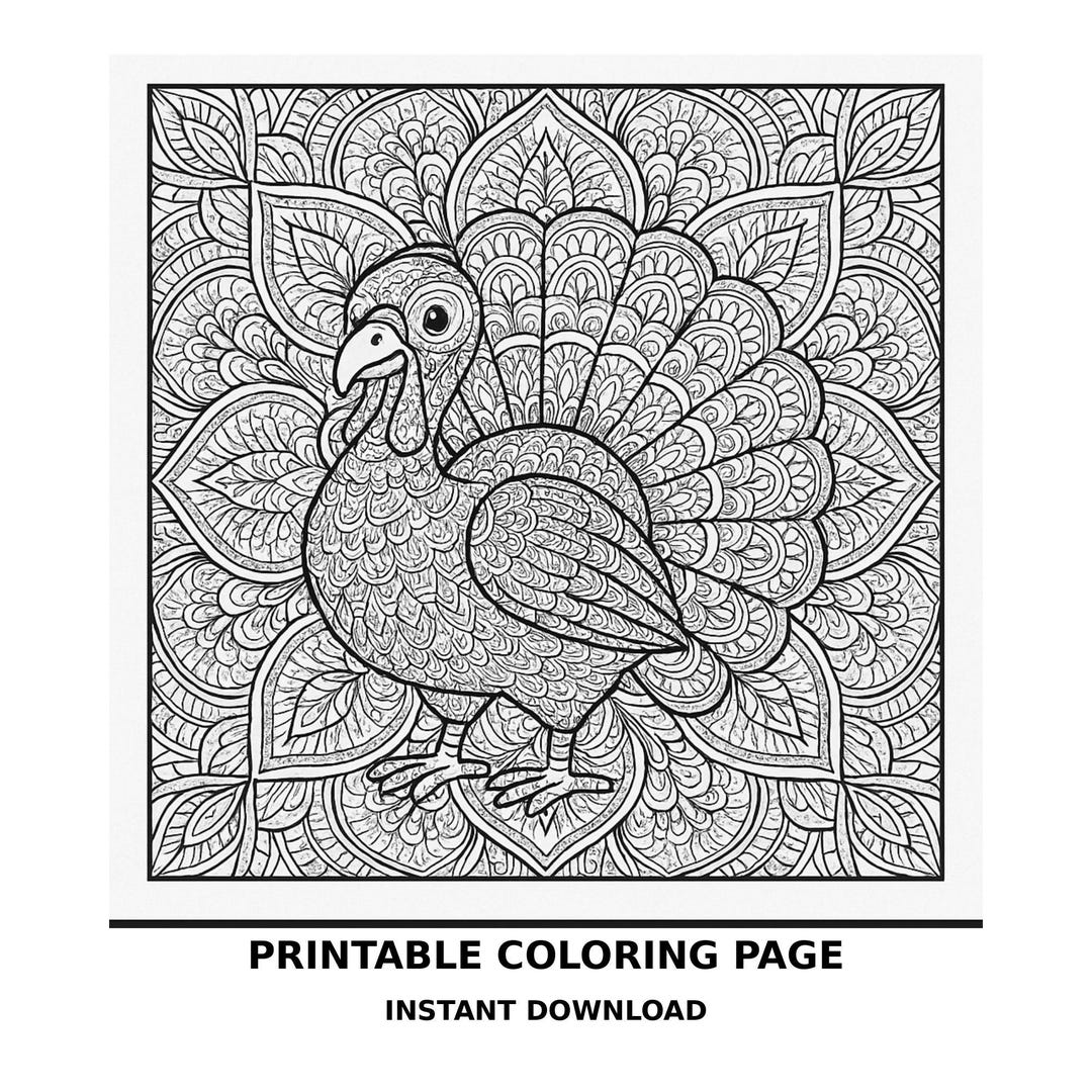 Animal Mandala Coloring Page – Printable PDF & JPG – Instant Download ...