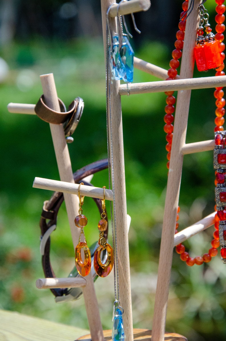 Wooden jewelry holder with three branches image 5