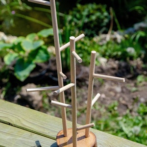 Wooden jewelry holder with three branches image 3