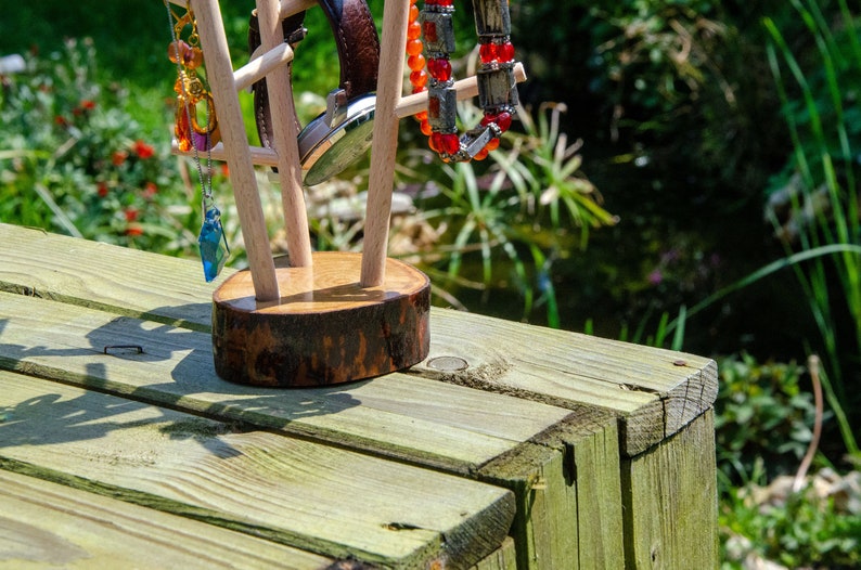 Wooden jewelry holder with three branches image 7