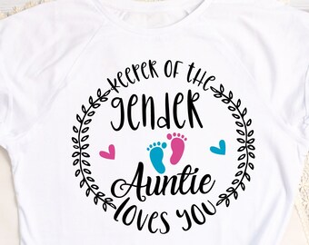 Keeper Of The Gender auntie loves You SVG, Keeper Of The Gender png,  gender reveal svg, Gender Reveal shirt svg pregnancy announcement