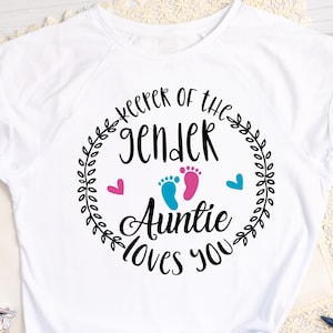 Guardiã do gênero tia te ama SVG, Guardiã do gênero png, revelação de gênero svg, camisa de revelação de gênero svg anúncio de gravidez