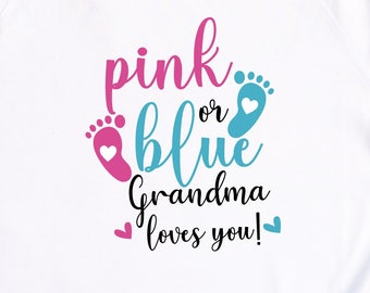 abuela rosa o azul te amo svg, rosa o azul svg Revelación de género svg, Camisa de revelación de género svg, Huella de bebé svg, niño o niña svg
