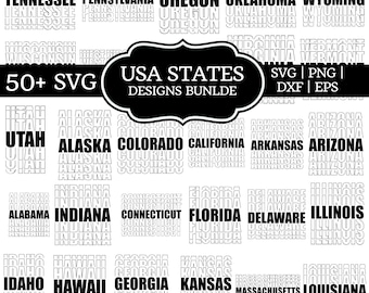 50+ USA States SVG Bundle, State Outline Clipart, American States Cut Files, Png, Dxf,EPS for Cricut Silhouette,Map Outline Digital Download