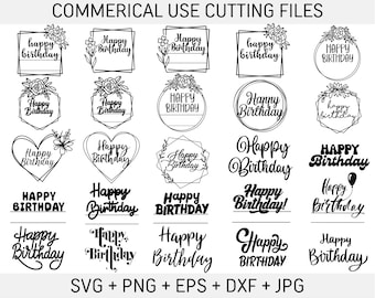 Birthday Cake topper svg bundle, circle frame svg, wedding cake topper svg, wreath frame svg, cake topper for cnc, svg, png, dxf, eps cricut