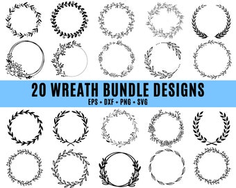 Wreath svg bundle, Circle svg Bundle, Floral Wreath svg, Personalized Wreath SVG, Heart Laurel wreath svg, Wreath Monogram svg Circle PNG
