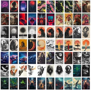 May include: A collage of 60 different digital art images. The images are a mix of abstract, surreal, and realistic styles. Some of the images feature animals, landscapes, and people. The images are all in a square format and are arranged in a grid.