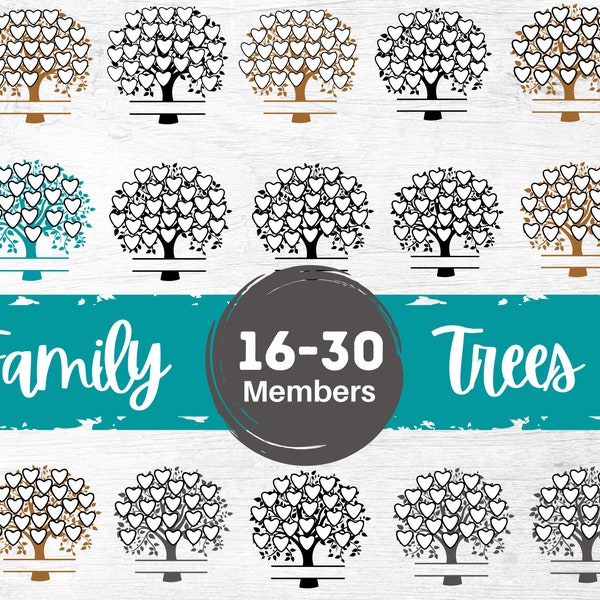 Family tree svg 16-30 members, family reunion png file, Family tree png files, Family tree branch svg, Tree of life svg, Split monogram svg