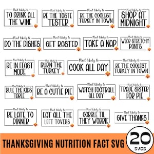 20 Thankful Svg, Thanksgiving SVG Bundle, Fall Svg, Thanksgiving Png, Pumpkin Svg, Turkey Svg, Gobble Svg, Svg Files for Cricut, Sublimation