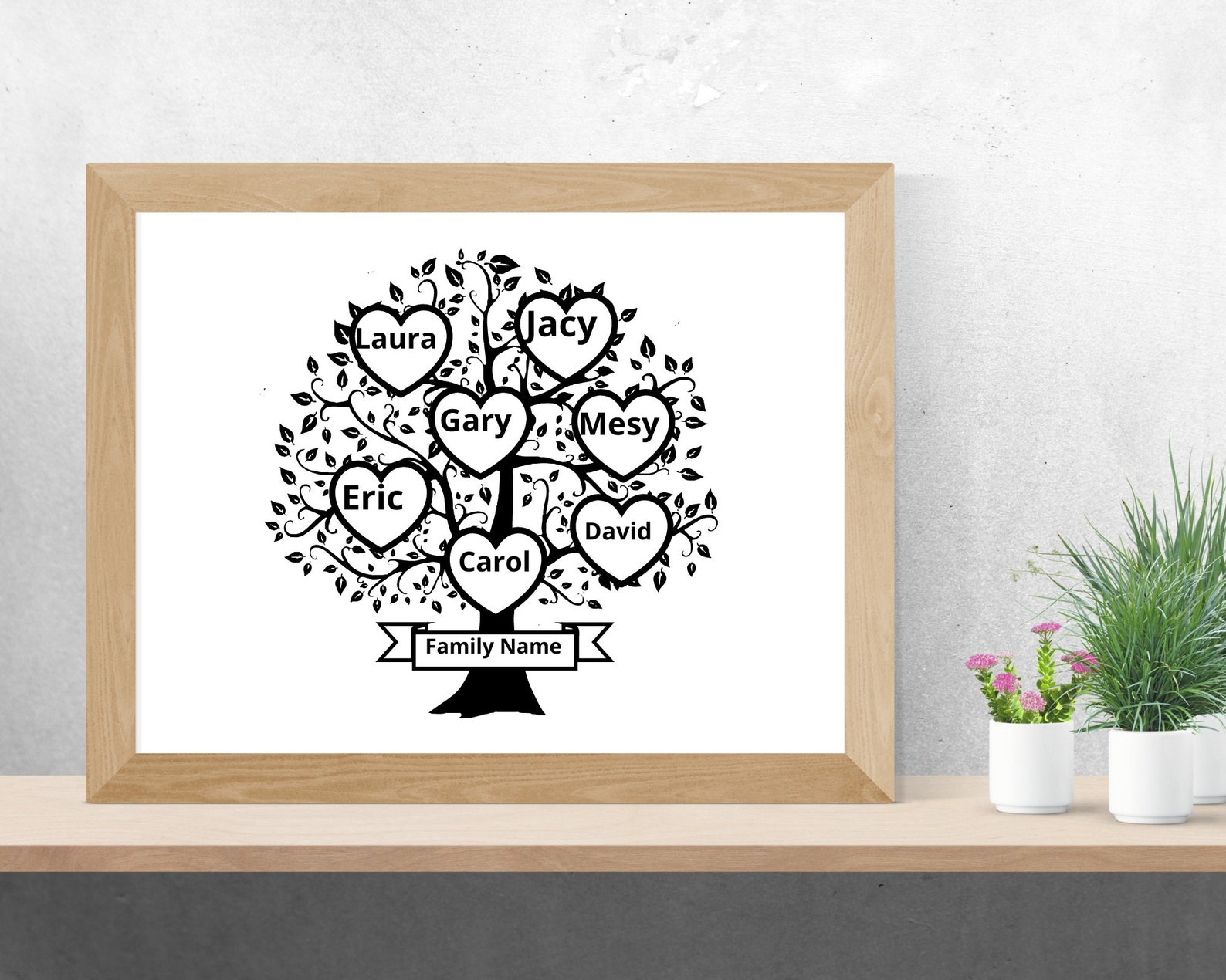 Family Tree Svg 7 Members, Family Heart Tree Svg, 7 Person Family Tree ...