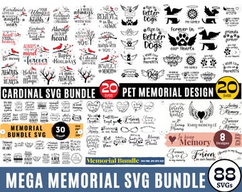 Mega Memorial Svg Bundle, Memorial Quotes Svg, Cardinal Memorial Quote Svg, Remembrance Svg, Animal Lover Svg, Ornament Memorial Day Svg