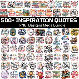 Bundel 500+ inspirerende citaten, motiverende citaten png, ontwerpen voor positieve bevestiging, citaten over zelfliefde, sublimatie bloemen inspirerend