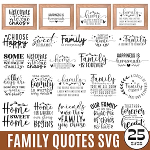 Lot de 25 citations famille, citation signe svg, citation famille png, enseigne murale famille ferme, svg Home Sweet Home, décoration ferme maison Svg