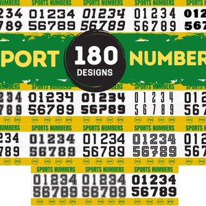 180 Sport Number Mega Bundle svg, Sportschrift svg, Trikotnummer svg, Fußballzahlen svg, Fußballball svg, svg Font Cricut Silhouette