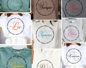 12 Zodiac Signs SVG Bundle, Astrology Clipart, Horoscope SVG, Positive Zodiac Quotes, Star Sign Shirt Designs, Zodiac Symbols, Digital Png