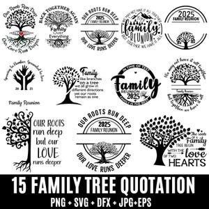 2025 Stammbaum mit Zitat svg, Familientreffen svg, Baum des Lebens svg, Our Love Runs Deeper, Our Roots Run Deep, Baum mit Wurzeln SVG