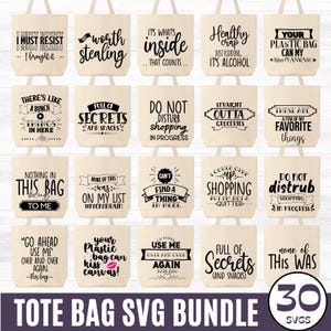 30 Tote Bag SVG Bundle, Funny Tote Bag Svg, Funny Quotes svg, Tote Bag Png, Tote Bag Sayings, Mom Bag Svg, Market Bag svg, Digital Download