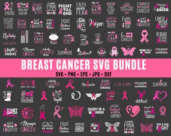 100 Breast Cancer Svg Bundle, Cancer Awareness Svg, Cancer Svg, Pink Awareness ribbon, Fight Cancer Svg, Cancer Quote Svg,tackle cancer svg