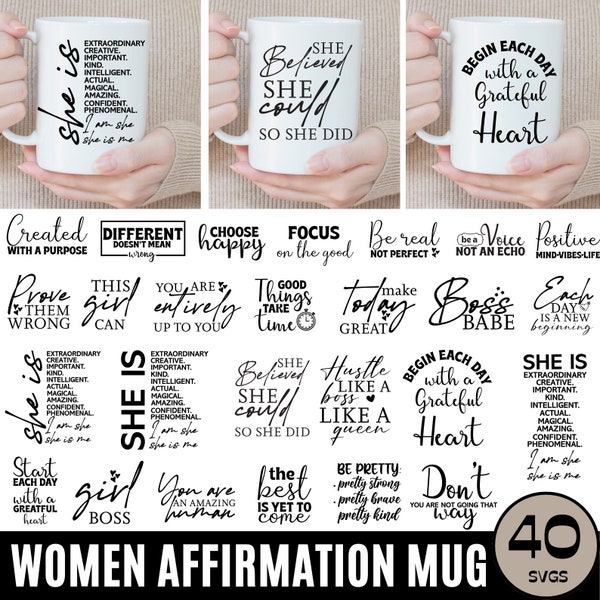 Women Affirmation Mug SVG Bundle, Coffee Mug svg, Women Affirmation Sayings Svg, Coffee cup svg, SVG Cricut Cut Silhouette, Digital Download