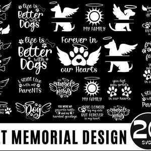 20 huisdier Memorial SVG, hond poot SVG, hoek vleugels SVG, hond bot SVG, leven is beter met honden SVG, Cat Paw SVG, Pet Paw SVG, dierenliefhebber SVG