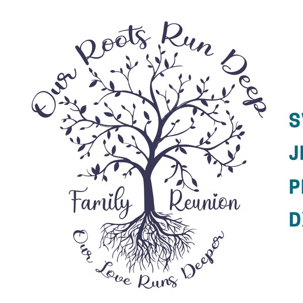 Réunion de famille Our Roots Run Deep, Tree of Life Png, Family Tree Svg, Family Reunion Svg, Tree with roots svg, svg, dxf file for cricut
