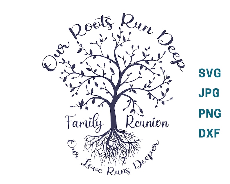 Family Reunion Our Roots Run Deep, Tree of Life Png, Family Tree Svg, Family Reunion Svg, Tree with roots svg, svg, dxf file for cricut image 1
