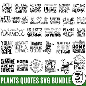 Paquete SVG de plantas, paquete de citas sobre plantas, SVG para amantes de las plantas, SVG con citas divertidas sobre plantas, SVG con citas sobre jardín, SVG de la loca de las plantas, archivo de corte para Cricut