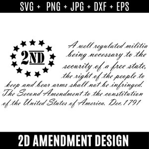 2nd Amendment SVG, Second Amendment, United States Constitution, A Well Regulated Militia Svg, American Flag svg, DXF Svg Files For Cricut