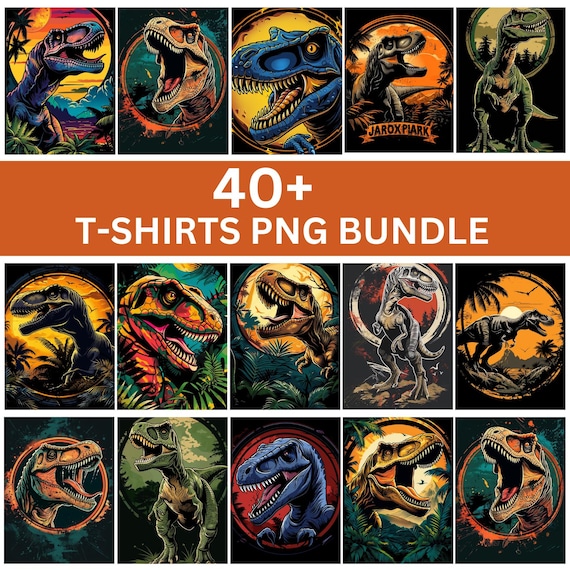 40+ Colorful and Stylish T shirt Designs, Dinosaur T Shirt Designs Bundle, T-Shirts For Kids, Unique T Shirt Png, Dinosaur Digital Set