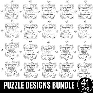 41 pussel Svg-designpaket, inspirerande pusselcitat, minnespusselcitat, blommigt pussel SVG, minnespussel SVG