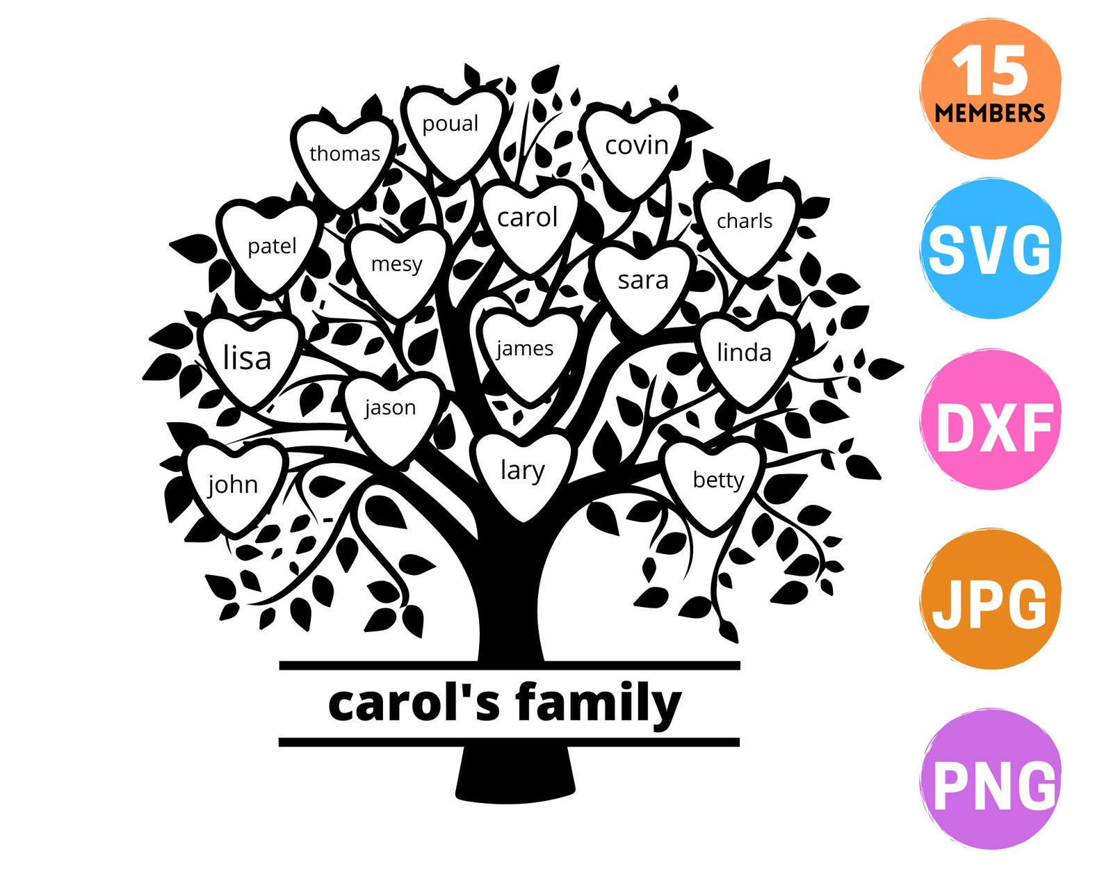 15 People Family Tree Svg Family Reunion Svg Custom Family - Etsy