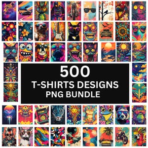 500 T-Shirts Designs Bundle, 3D niedlich und lustig Katzen-, Hunde- und Löwen-T-Shirts PNG, buntes und stilvolles T-Shirt, T-Shirts für Kinder, Männer und Frauen