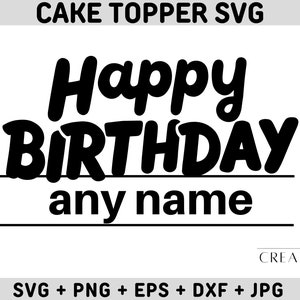 Benutzerdefinierte Name Geburtstagskuchen Topper svg, personalisierte Tortenstecker, Tortenschnittdatei, Laser-Cut-Topper-Datei, Vektor-Kuchentopperdatei