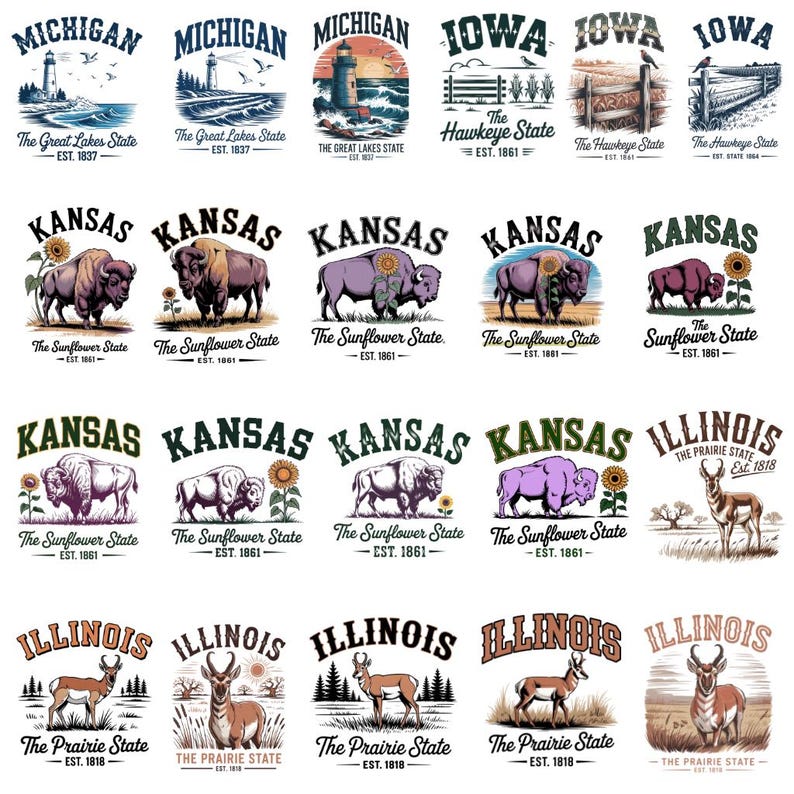 200+ US States Cityscape Designs, Retro State Landmark Tshirt Designs ...