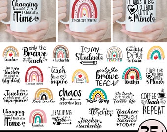 Teacher Mug SVG Bundle, Teacher Quotes Mug svg, Funny Quote Svg, Back to School svg,  Coffee cup, SVG Cut Files for Cricut, Digital Download