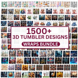 1500+ Mega 3D 20 Unzen Skinny Tumbler Wrap PNG Bundle, Blumen Tumbler Designs, Tier Nahtloser Tumbler PNG, Mom Tumbler Png Bundle Digitale Datei