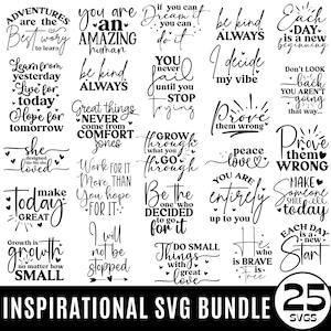 Motivation Svg Bundle, citation positive svg, svg Affirmation, svg inspirant mignon, dire Svg, fichiers Png, citations drôles couper des fichiers