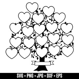 Family tree svg 20 members, Family reunion svg, tree split monogram, Tree of Life svg, Family heart tree svg, png, cricut,Dxf files