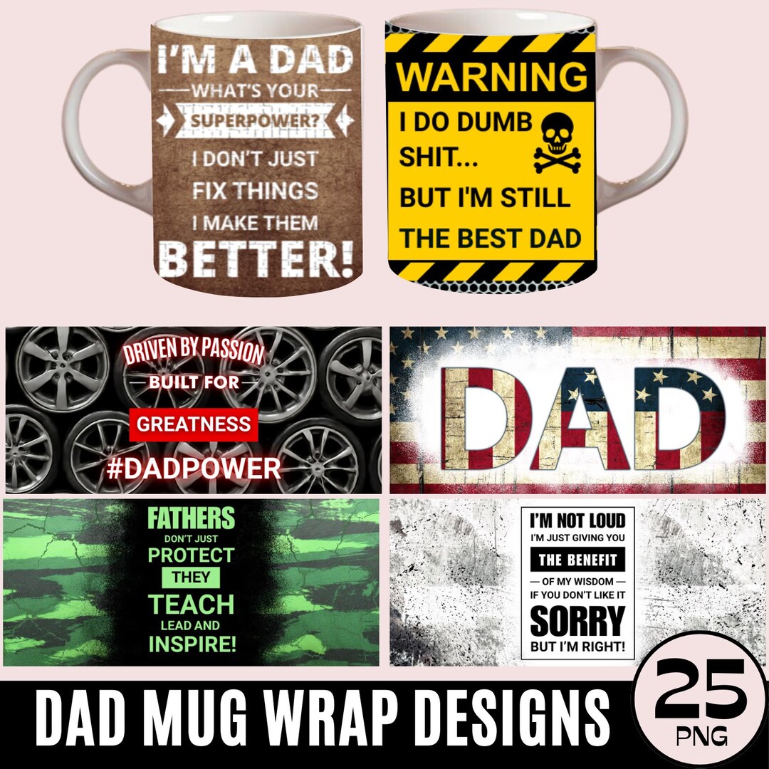 Dad Script Mug 25 Dad Mug Wrap Designs PNG, Father’s Day Mug Sublimation Bundle ...