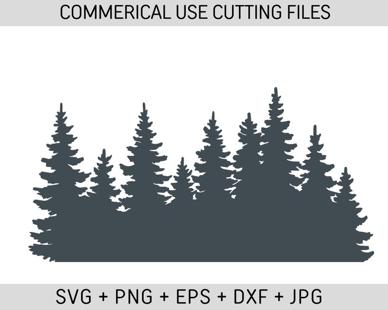 Forest svg, Pine Tree, Pine Tree Border svg, Tree Line svg, Tree svg, Deer svg, Forest Cut Files for Cricut Camping Svg, Mountain sv, image 1