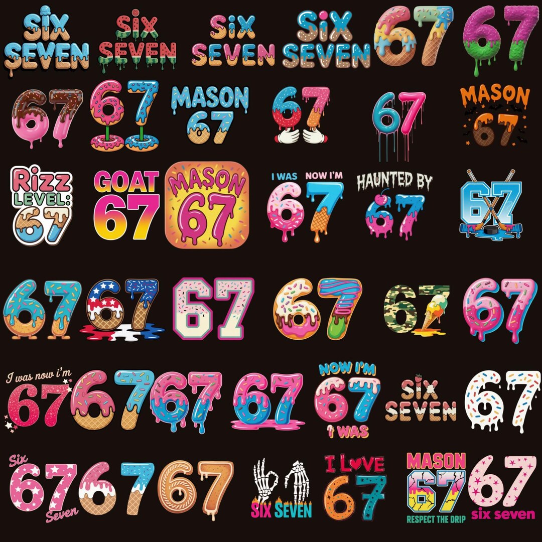 67 Valentine PNG Bundle, Six Seven Meme Designs, Funny 67 Rizz Love ...